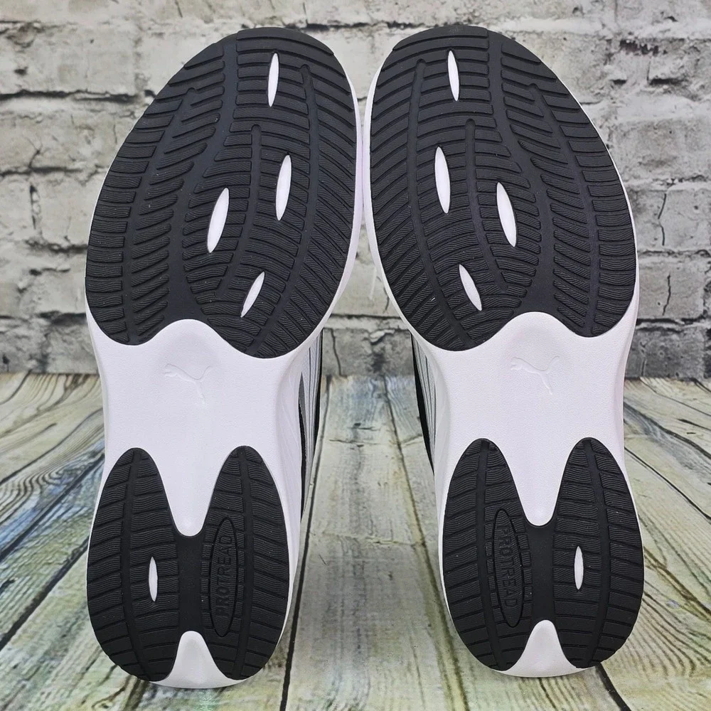 Puma Pounce Lite Running Shoes Mens 9.5 Black White Silver 310778-01 Athletic